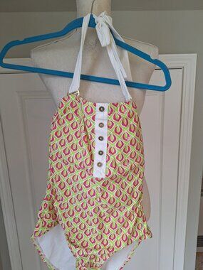 Lilly Pulitzer Swimsuit/Bathing Suit. Rita one piece with halter tie.   Tini Gre